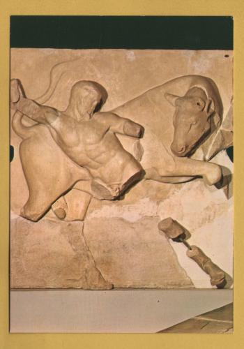 `Museum of Olympia - Hermes and the Bull of Knossos (460 B.C.)` - Postally Unused - Hannibal Postcard.
